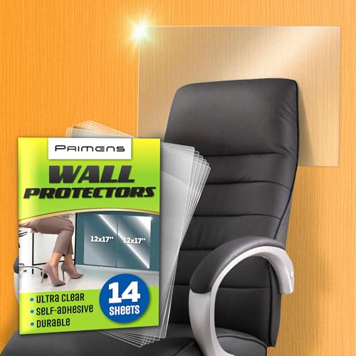 Wall Protector Sheets for Painted Wall. Clear Plastic Adhesive Film Stickers for Kitchen & Office from Oil Backsplash, Trash, Chair Back, Furniture, Scuff. Door Guards Shield Dog, Contact Paper 14pcs
