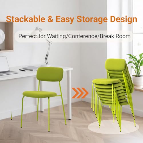 Sidanli Stackable Armless Waiting Room Chairs Set of 4 with Cushions – Green