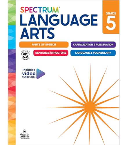 Spectrum 5th Grade Language Arts Workbook for Kids Ages 10-11, ELA Curriculum Covering Grammar & Vocabulary