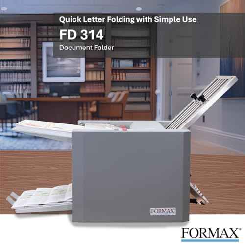 FORMAX FD 314 Desktop Office Folder, Up to 250 Sheets 20 Pound (75gsm) Hopper Capacity, Up to 7700 Sheets per Hour, LCD Control Panel with 3-Digit Resettable Counter