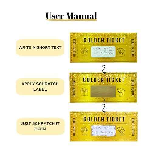 | Golden Ticket Scratch Card | Personalized Gift Set for Birthdays, Movie Vouchers & Special Messages | Elegant Gold Design
