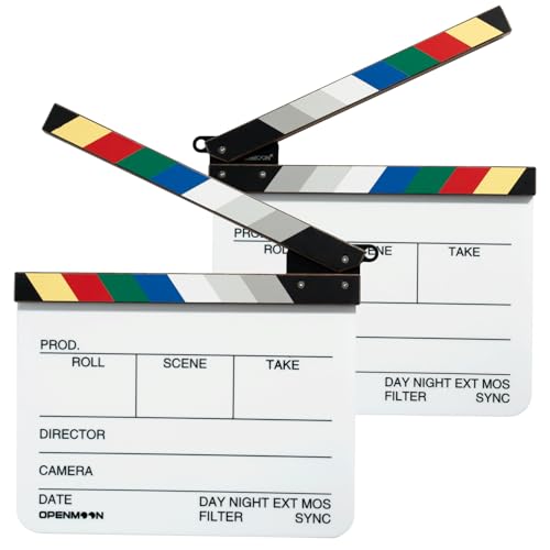OPENMOON Film Clapperboard for Movie Scenes - Large Size, Right Hand, Dry-Erase Slate