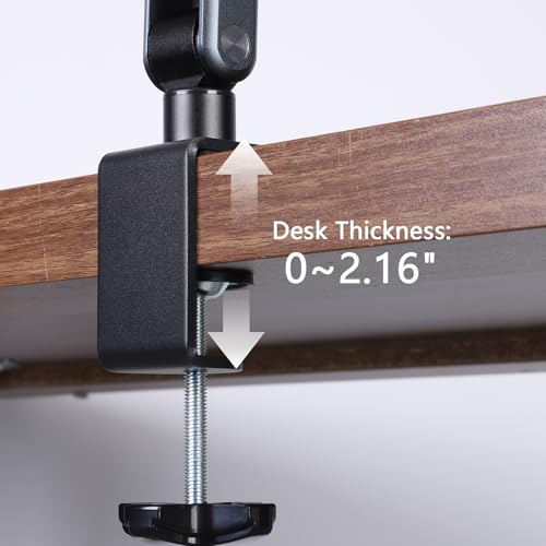 ASIEIT Book Stand with Clamp, Acrylic Desk Clamp Book Holder, 360¡Æ Cookbook Stand for Kitchen, Recipe Book Stand, Height and Angle Adjustable, Foldable and Portable for Office, Bible,Magazine,Laptops