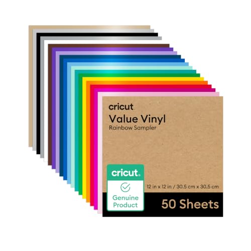 Cricut Value Permanent Vinyl Rainbow Sampler 50 Sheets 12x12 in