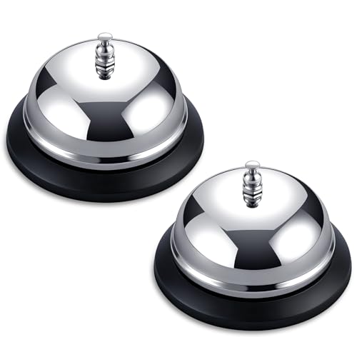 2-Pack Call Bell 3.3 Inch Stainless Steel Service Bell - Heavy Duty, Loud Ring, Hotel & Restaurant Use, Durable Design