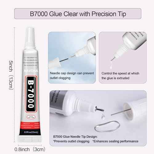 8 PCS 15ml B7000 Glue Clear with Precision Tip, Rhinestone Glue for Nail, B-7000 Glues for Craft Glues, Jewelry Making, Nail Art, DIY, Makeup, Shoes