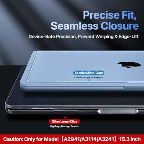 CrackGuard for MacBook Air 15 inch Case | M4 M3 M2 2025 2024 2023 | Anti-Crack Upgrade |100% Match Official Color | Hard Shell Laptop Cover | A3241 A3114 A2941 | Sky Blue Clear