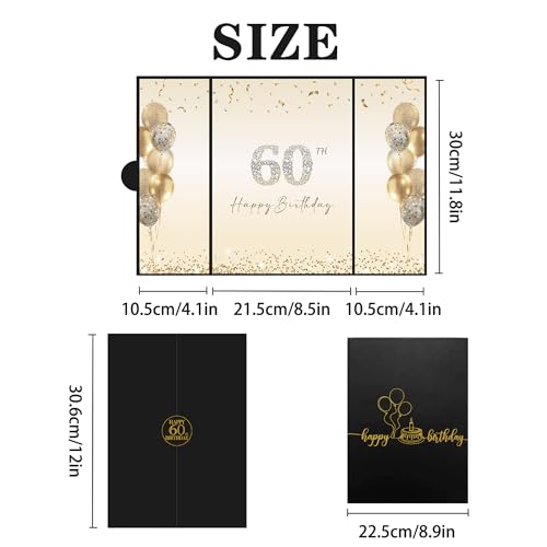 Black Gold Happy 60th Birthday Signature Guest Book (Variation: Black Gold) DARUNAXY