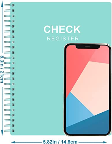 Nokingo Teal A5 Check Register Book 5.8 x 8.25, 112 Checks + 4 Notes pages, undated - Money Ledger with Twin-Wire Binding