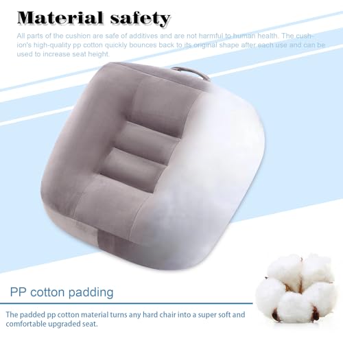 Extra Large Seat Cushion, Thick Chair Cushion Booster for Office Chair, to Rise Height, Velvet Cover with Handle and Anti-Slip Bottom, PP Cotton Filling, Coccyx Pain Relief (Grey, X Large)