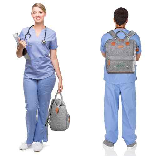 Nurse Backpack/Bag for Women - 15.6 Inch Waterproof Laptop Travel Backpack with USB Charging Port, Large Wide-open Nursing Bags,Nurse Bags for Work,Home Health Clinical Bag for College Teacher, Grey