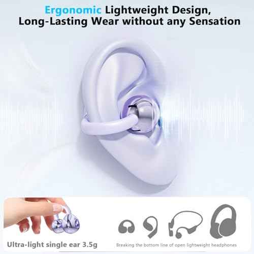Diydeg AI Translation Earbuds Real Time, 144 Online Language Translator Earbuds, 3 in 1 Wireless Bluetooth Headphones Noise Canceling, HD Sound Atmos, Lightweight Earclip Headphones, Purple