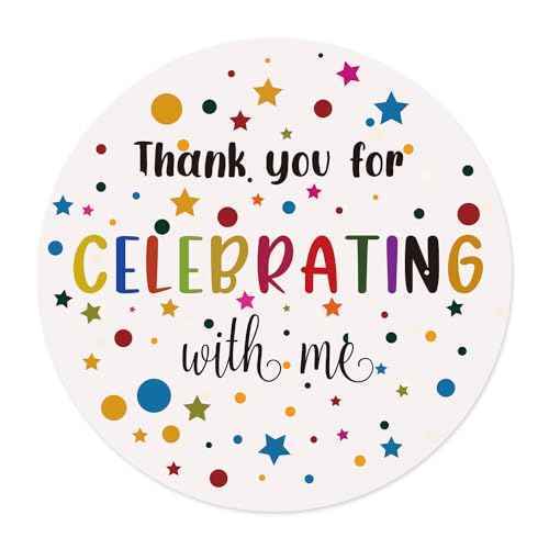 120pcs Thank You for Celebrating with Me Stickers, Universal 1.6 inch Celebrating Labels for Baby Shower Wedding Bridal Shower Birthday, Envelopes & Gifts Packaging Party Favor (Star Style)