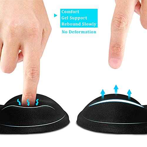 Soqool Mouse Pad, 6 Pack Ergonomic Mouse Pads with Comfortable and Cooling Gel Wrist Rest Support and Lycra Cloth, Non-Slip PU Base for Easy Typing Pain Relief, Durable and Washable for Easy Cleaning