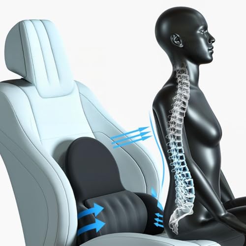2025 Upgrade Lumbar Support Pillow for Office Chair Car Back Support Pillow 45D Slow Rebound Memory Foam Gaming Chair Desk Chair Back Cushion for Lower Back Pain Relief Dynamic Support Module