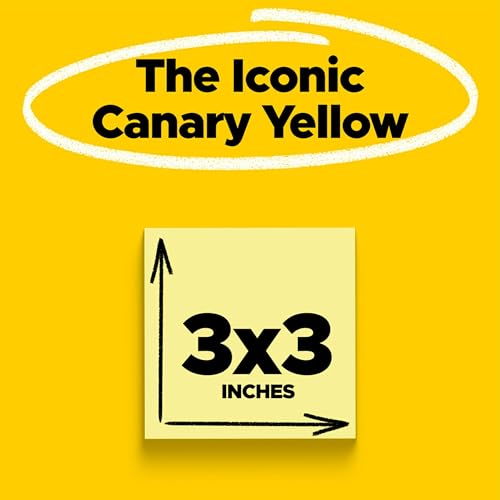 Post-it Notes 3x3 in Canary Yellow, 18 Pads - Variation 1, Office Organization