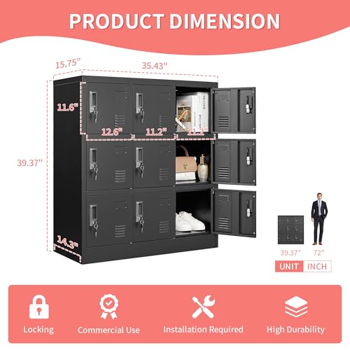 IKIMI Metal Lockers for Employees,Office Storage Locker with 9