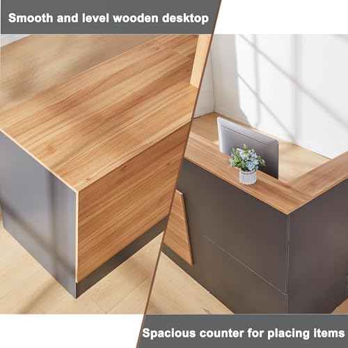L Shaped Reception Desk with Lockable Drawers and Adjustable Filling Cabinet,Modern Front Desk Reception Counter with Keyboard Tray and Storage Cabinet for Checkout,Lobby,Beauty Salon