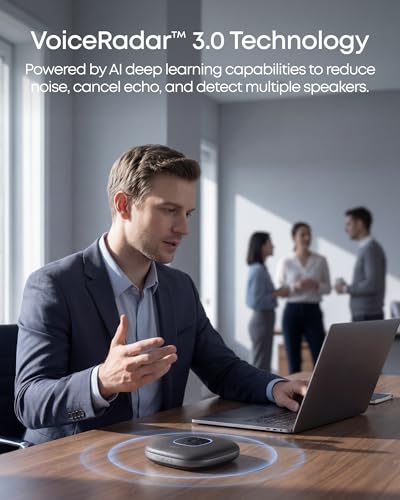 Anker PowerConf Speakerphone Black - 360° Conference Microphone System, Zoom Certified