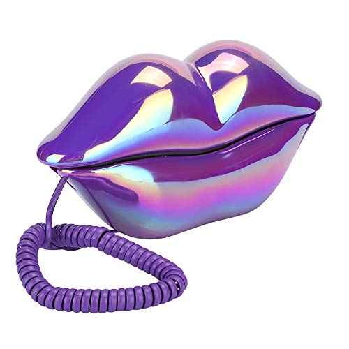 Lips Landline Telephone, Lips Telephone Electroplate Desktop Landline Phone, Cute Lip Shape Telephone for Home Office