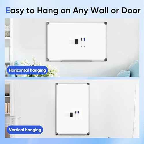 VUSIGN Magnetic Whiteboard for Wall, 36" x 24" Hanging Whiteboards for Office, School, Home, Includes Eraser, Markers, Magnets, Pen Tray, Silver Aluminum Frame