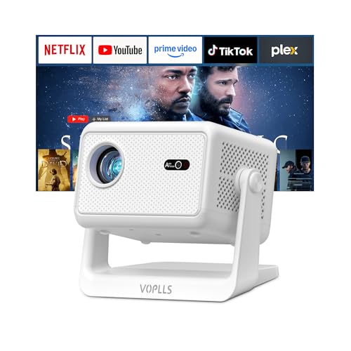 VOPLLS 4K Mini Outdoor Projector with WiFi & Bluetooth, Pearl White