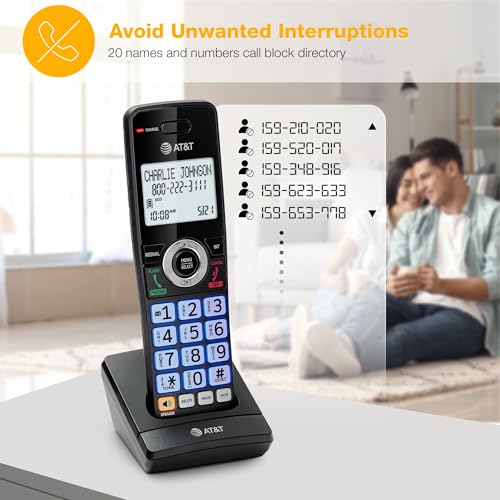 AT&T Black 3-Handset Landline Phone with Call Blocker & Caller ID, DECT 6.0
