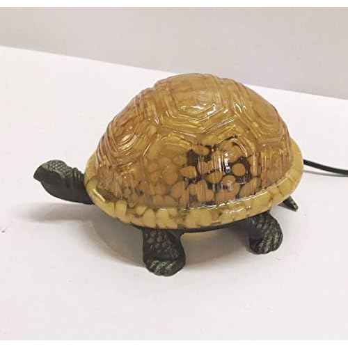 HUIMEIJU Brown glass turtle night light, Animal night light study balcony garden corner lighting