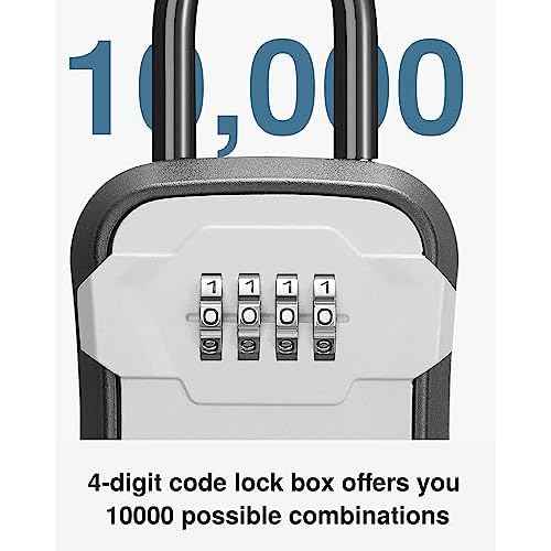 Puroma Lock Box, Key Lock Box Wall Mount & Portable Combination Lockbox with Resettable Code, Security Lockbox for Outside House Keys, Apartment Realtors Spare Keys Storage (4 Pack, Gray)