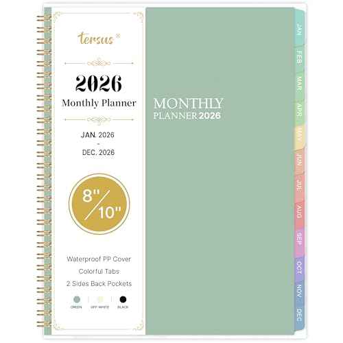 2026 Monthly Planner - 2026 Planner/Calendar, 12 Months Planner with Colorful Tabs, JAN 2026-DEC 2026, 8'' x 10'', 2026 Monthly Calendar with 2-Sides Pockets