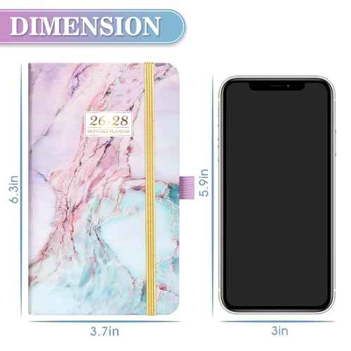 2026-2028 Monthly Pocket Planner - 3 Year Monthly Planner 2026-2028, Jan. 2026 - Dec 2028, 6.3" x 3.8", Small/Purse Planners with 60 Notes Pages, Inner Pocket, Pen Loop, Elastic Closure,