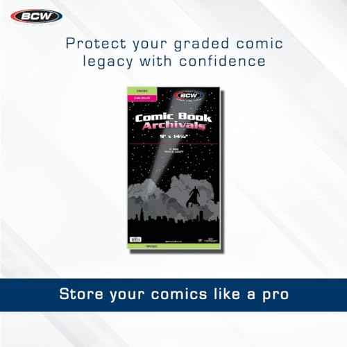 BCW Graded Mylar Comic Book Bags - 25ct | Archival Polyester Protection | Fits CGC Graded Comics | 2 Mil Thickness | 1-1/2" Flap for Secure Closure | 9 x 14 1/4 | Clear Comic Storage