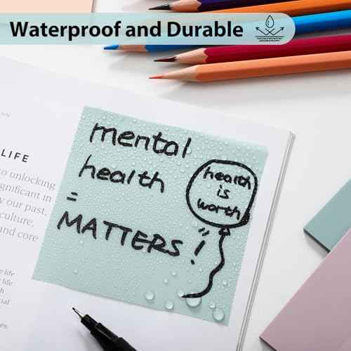 Transparent Sticky Notes - Pastel Color Clear Sticky Notes, 3x3 inch, Waterproof, 300 Sheets for College, School & Office