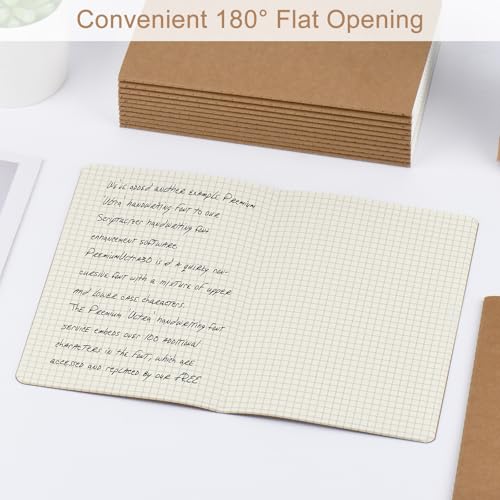 ZCZN 100 Pack A5 Kraft Notebooks Bulk, 8.15x5.5 Inches Graph Paper Journaling Notebooks, Notebooks for Work, Composition Notebooks for School, Journal Notebooks for Office, 60 Pages