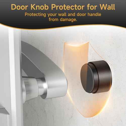 4PCS Door Stoppers for Wall Protector with Adhesive, Aluminum Door Knob Wall Protector, Spring Shock Absorption Technology, Door Bumpers for Walls, 1.38" Diameter, 0.94" Thickness