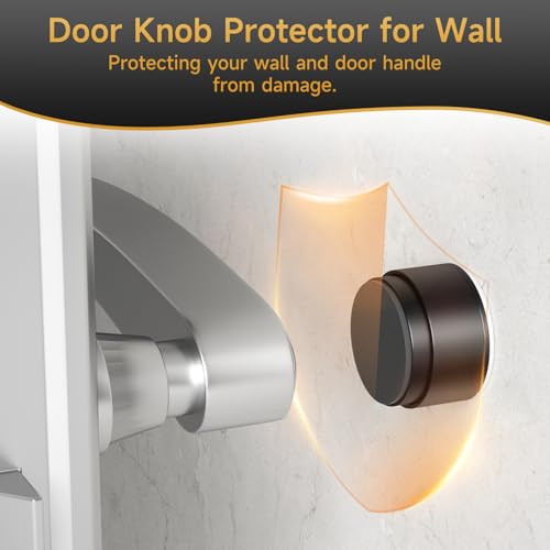 6PCS Door Stoppers for Wall Protector with Adhesive, Aluminum Door Knob Wall Protector, Spring Shock Absorption Technology, Door Bumpers for Walls, 1.38" Diameter, 0.94" Thickness