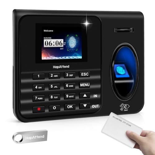 HapAttend Standalone Employee Time Clock for Small Business, No WiFi