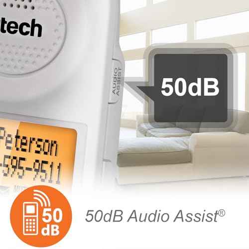 VTech SN5147 Amplified Corded/Cordless Senior Phone with Answering Machine, Call Blocking, 90dB Extra-Loud Visual Ringer, One-Touch Audio Assist on Handset up to 50dB, White