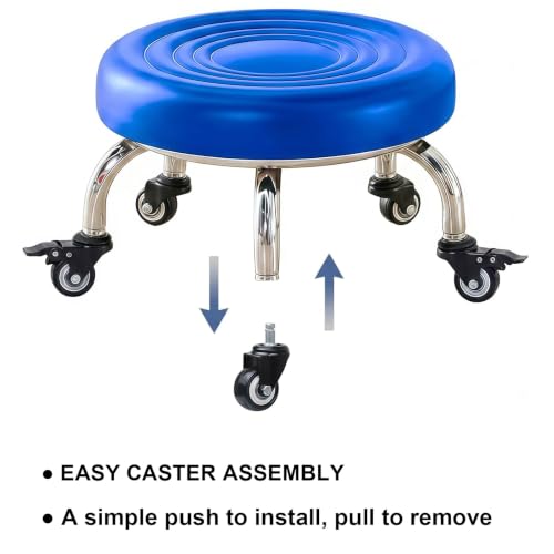 Xnverom Blue Low Rolling Stool with 9-Inch Height – Kids Room, Closet & Household Chores Seat (1 count)