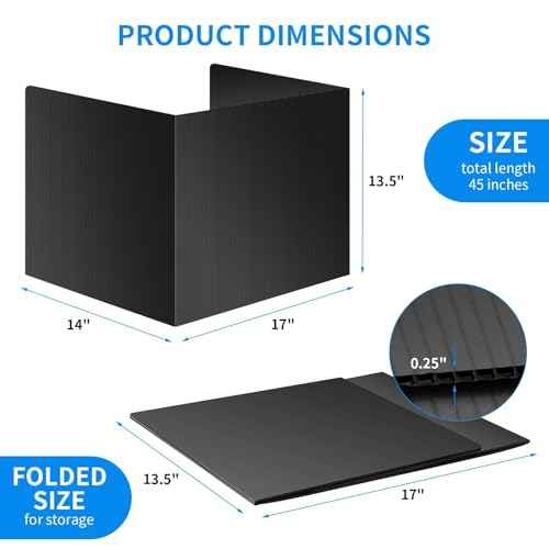 2 Pack Desk Dividers for Students - Durable & Waterproof Plastic Study Carrel Divider, Classroom Folders Teacher Supplies, Easy-to-Clean Plastic Privacy Shield Folder Boards for Student Desks, Black