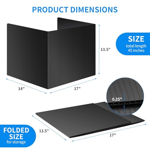 24 Pack Black Desk Dividers for Students, Privacy Shields Folder for Students, Durable & Waterproof Plastic Study Board, Classroom Teacher Supplies Test Divider, Includes 10pcs Extra Labels