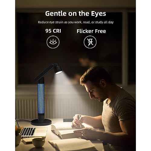 Lytmi 3-in-1 LED Desk Task Reading Light for Office, CRI95 Eye-Caring Architect Desk Lamp, 360¡ÆRotatable Swing Arms, Dimmable Table Lamp with Atmosphere Lighting for Computer Monitor Desktop Bedside