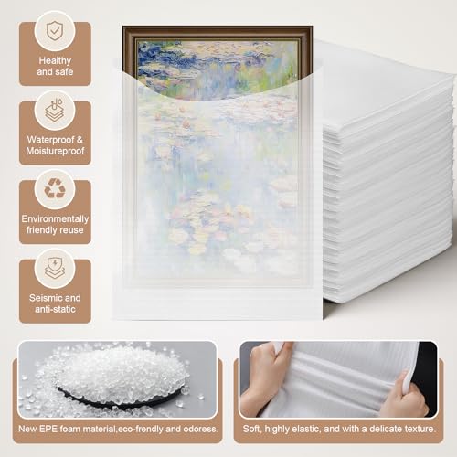 100 Pack Dish Packing Supplies for Moving, 12x12 Inch Cushion Foam