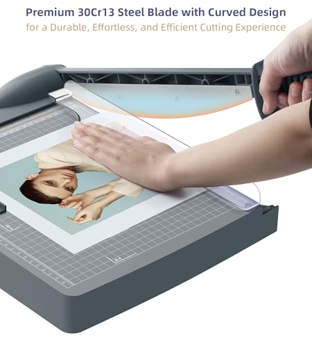 Firbon 12 Inch Heavy-Duty Paper Cutter Guillotine Trimmer Gray