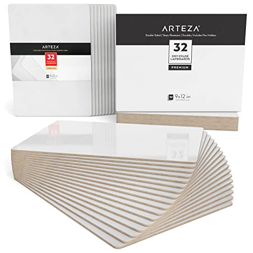 ARTEZA Mini White Boards (32 Pack), 9x12 inch Dry Erase Boards, Double-Sided Dry Erase Lapboards, Back to School Supplies for Classroom, College, Students, Teachers, and Office Applications