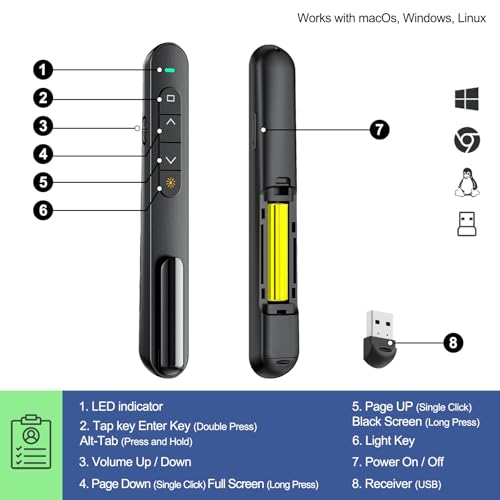 QUI Wireless Presentation Clicker with Volume Control - Black (S)