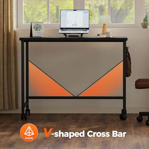 Mericonia 24x16 Inch Rolling Computer Desk - Small Adjustable Workspace