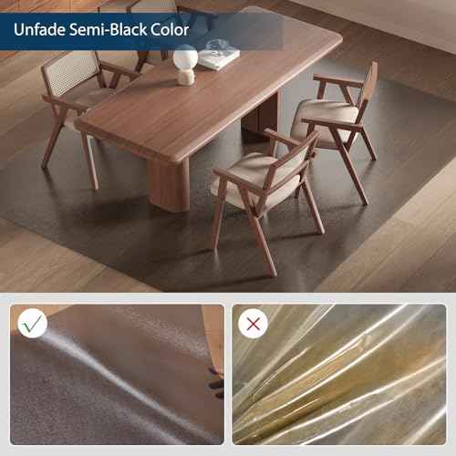 Translucent Black Chair Mat for Hard Floors, 3'¡¿5' Vinyl Floor Mats for Home Office, Durable Non-Slip Hard Floor Protector, Waterproof Plastic Splat Mat, Pet Litter Mat