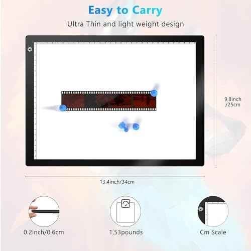 Slide Viewer Light Box, for Scanning Film Negatives and Slides, Artist Sketching, A4 Ultra-Thin Light Pad Scanner with 3 Adjustable Brightness, USB Powered