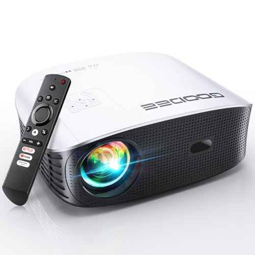 GooDee Smart 4K Projector with 5G WIFI and Bluetooth, Netflix/Amazn Prime Video Certified, Dolby Audio, Outdoor Projector, 400" Zoom Home Theater Projector Compatible with TV Stick,iOS,Android